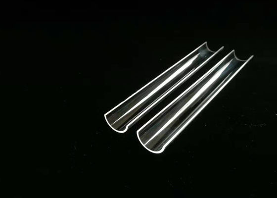 China Custom Length Quartz Glass Tube , Transparent / Clear Fused Silica Half Tube supplier
